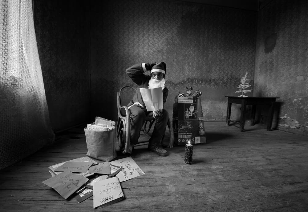 Sad Santa's Letters by mario grobenski - psychodaddy — canvas wall art