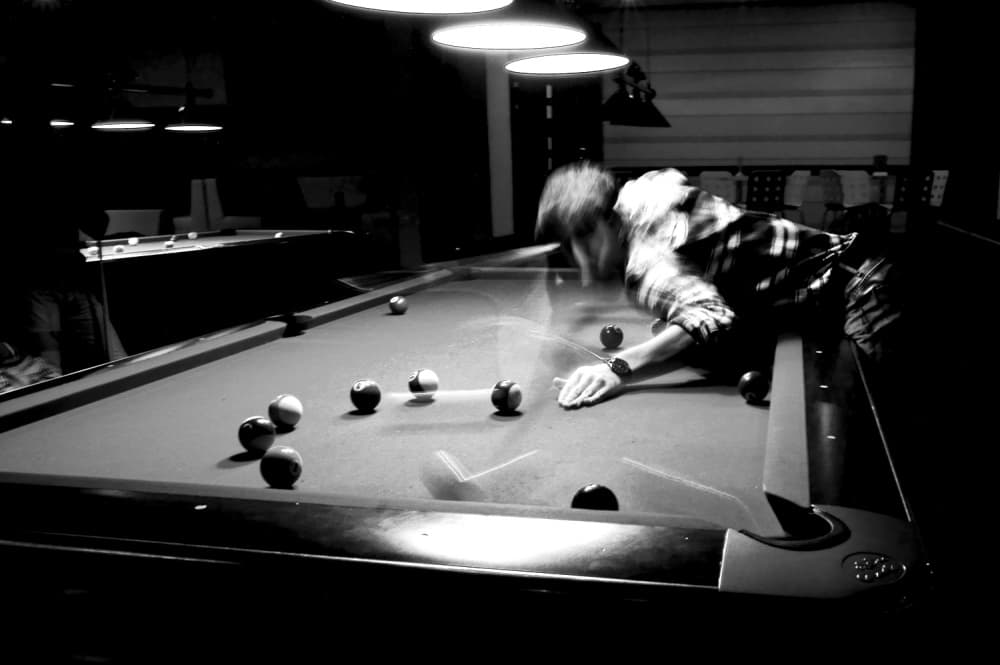 Billiards Player in Motion by Udrea Dan — canvas wall art