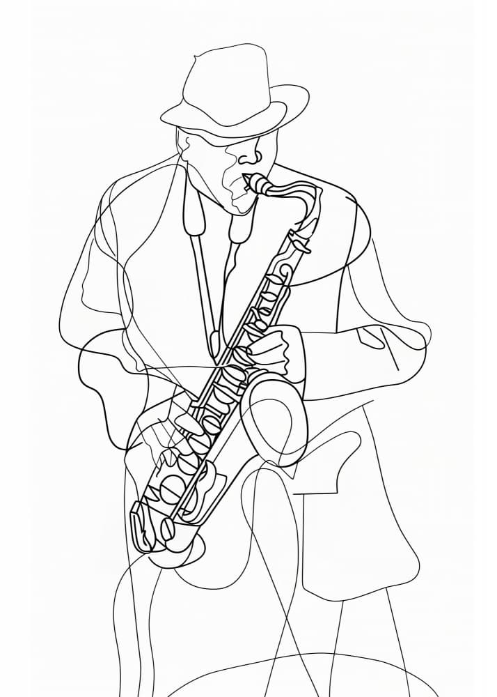 Jazz Saxophonist Sketch by Justyna Jaszke — canvas wall art