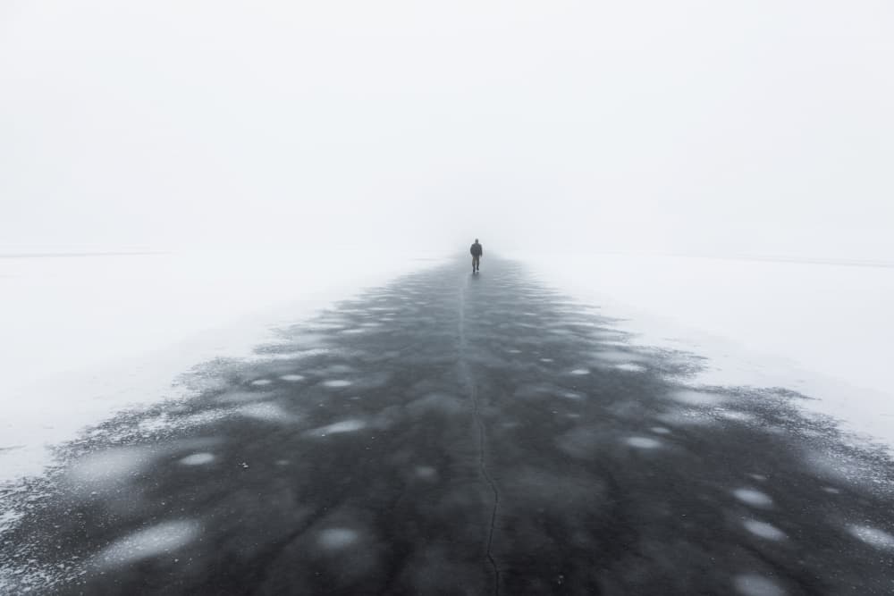 Solitary Walk on Ice by Leszek Paradowski — canvas wall art
