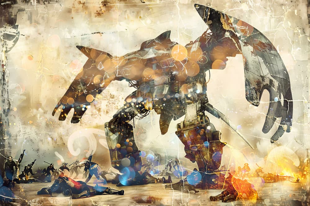 Giant Mech War by Rafal Kulik — canvas wall art