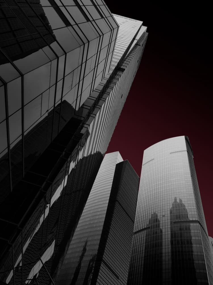 Red Sky Skyscrapers by konglingming — canvas wall art