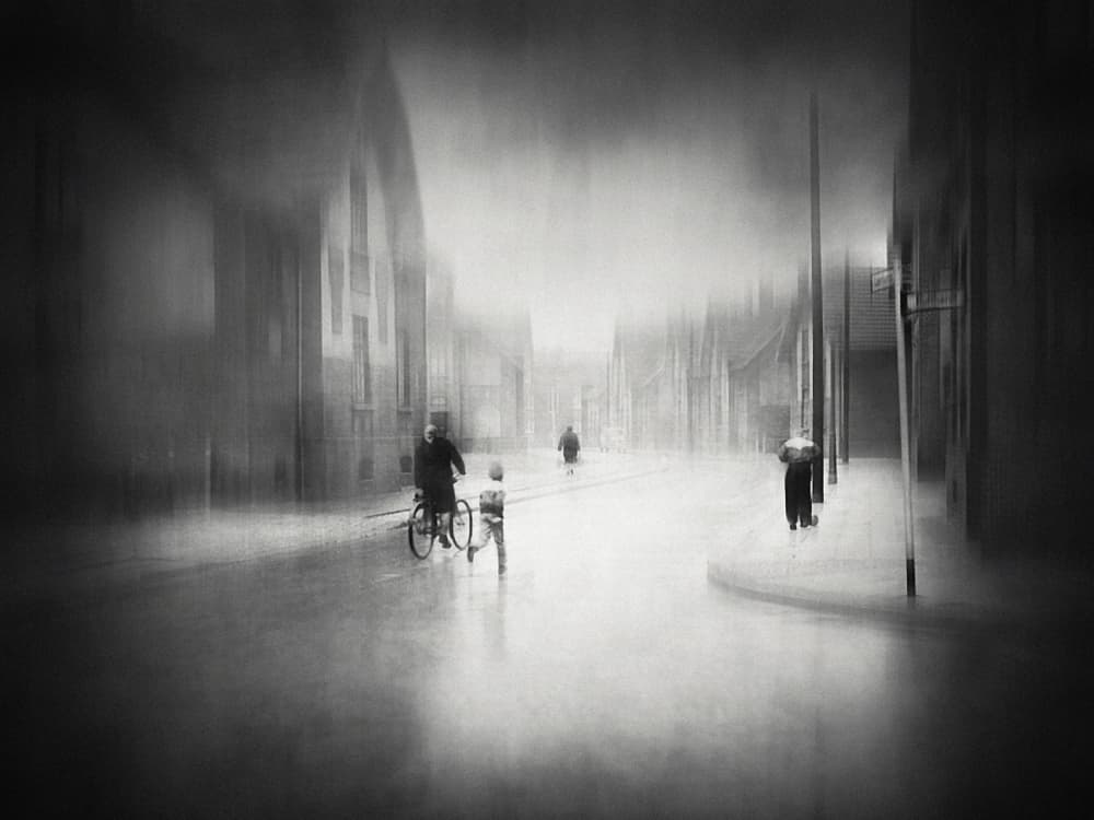 Moody City Rain by Holger Droste — canvas wall art