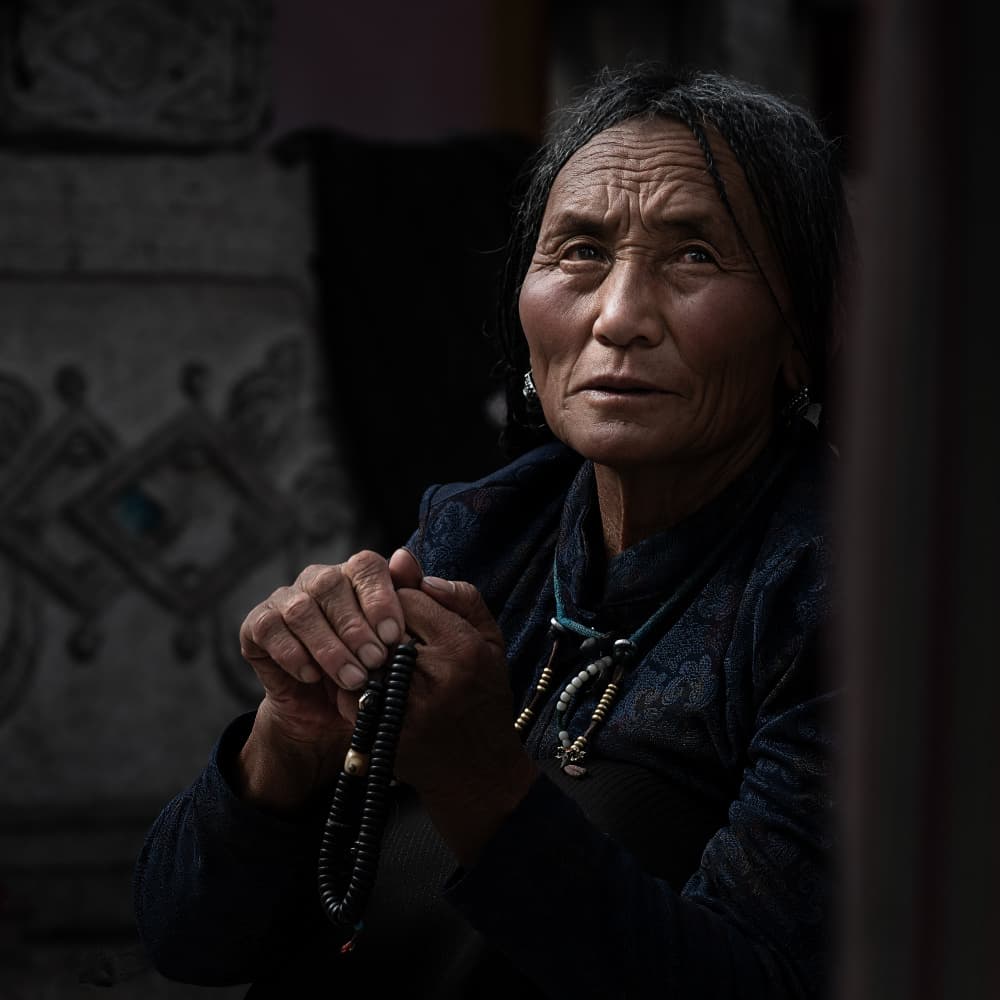 Woman With Prayer Beads by Chao Feng 天馬 — canvas wall art
