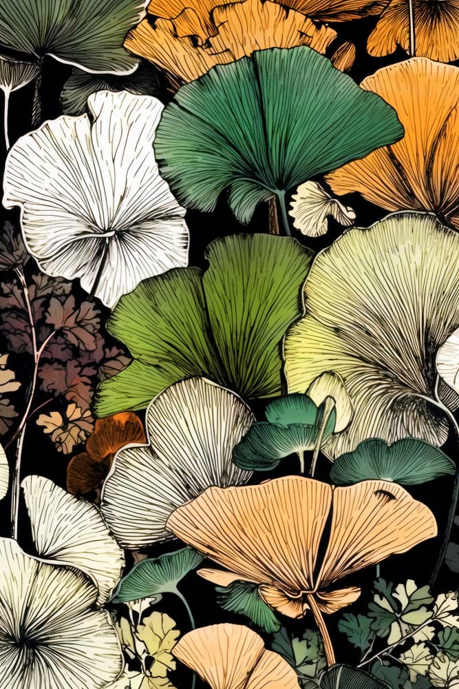 Colorful Ginkgo Pattern by Justyna Jaszke — canvas wall art