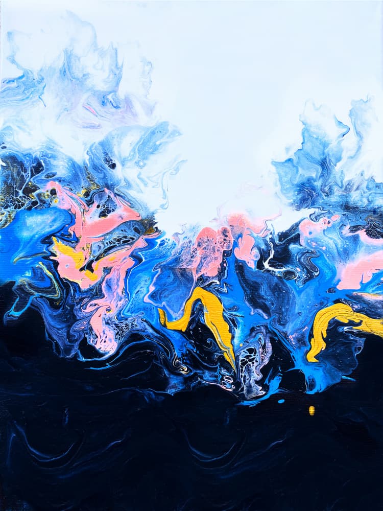 Abstract Blue Gold Swirls by Alyson Storms — canvas wall art
