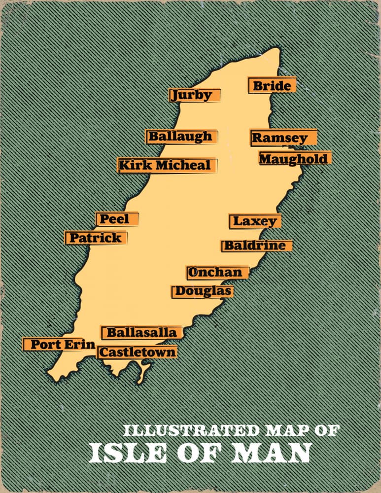 Illustrated Isle of Man by Nicholas — canvas wall art