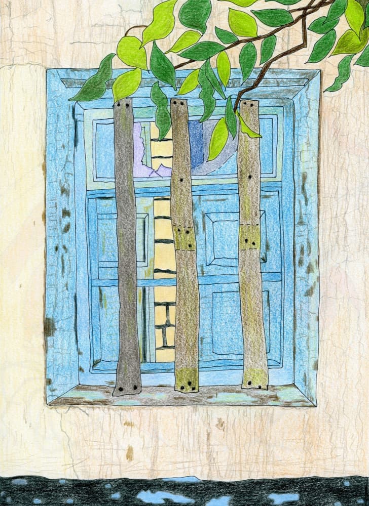 Rustic Blue Window by Viktoriia Saunina — canvas wall art