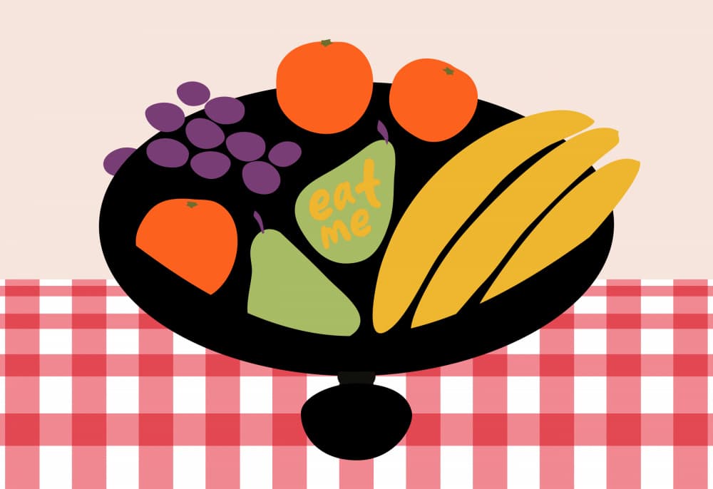 Eat Me Fruit Bowl by Rosana Laiz Blursbyai — canvas wall art