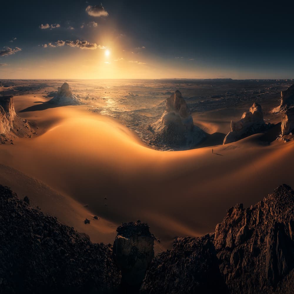 White Desert Golden Hour by David George — canvas wall art