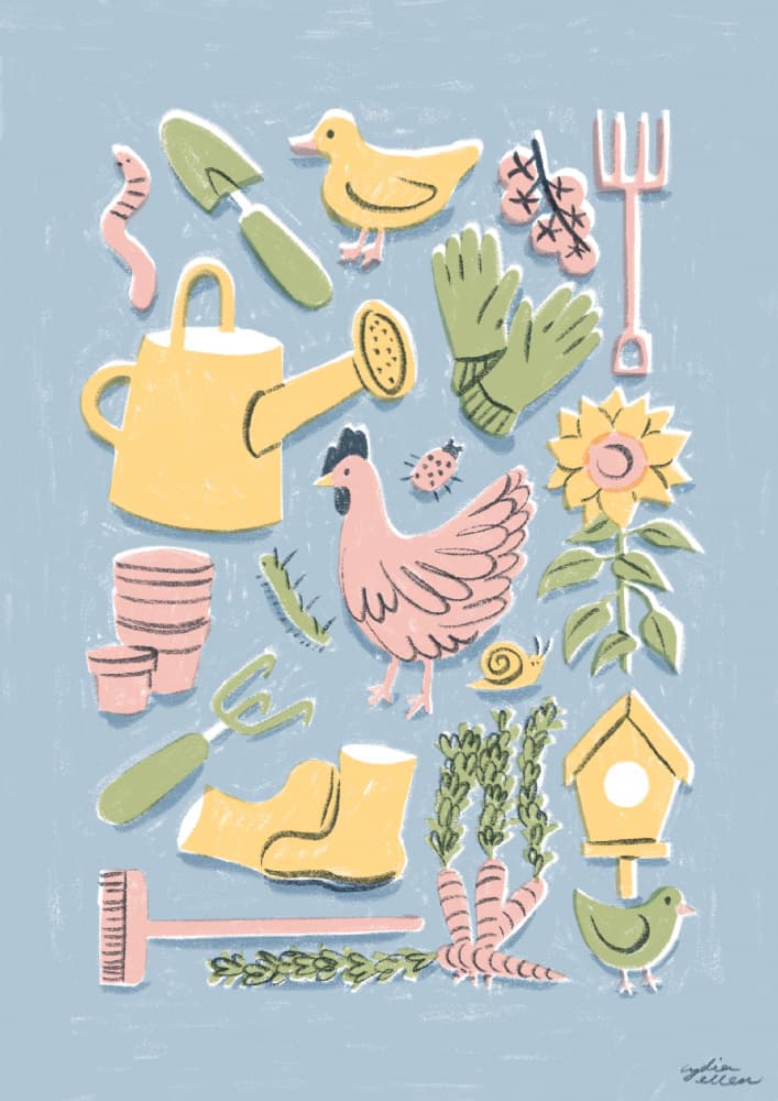 Whimsical Garden Friends by Lydia Greaves — canvas wall art