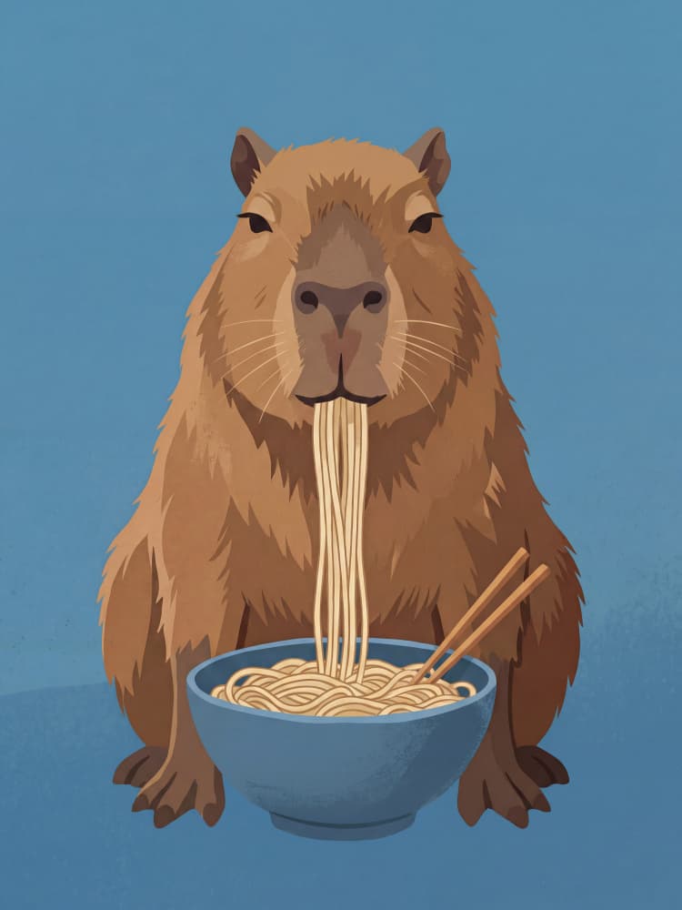 Cute Capybara Ramen by Andreas Magnusson — canvas wall art