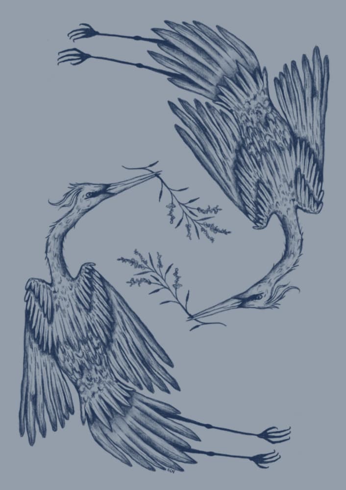 Graceful Blue Herons by Senna-Mia Rahner — canvas wall art