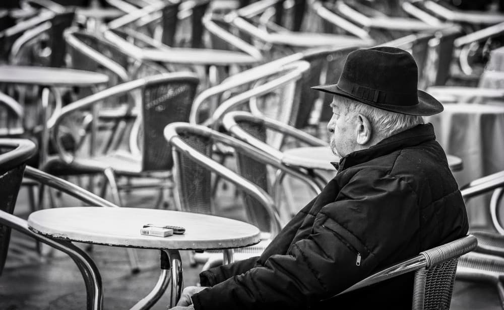 Old Man At Cafe by Ömer Ates Kızıltug — canvas wall art
