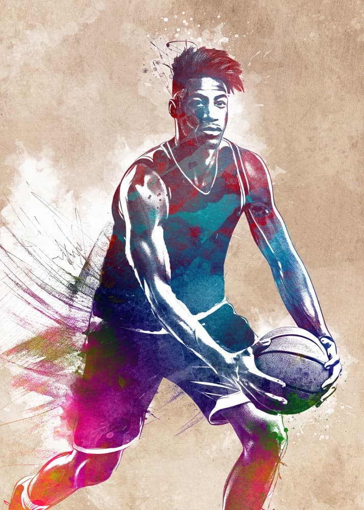 Dynamic Basketball Player by Justyna Jaszke — canvas wall art