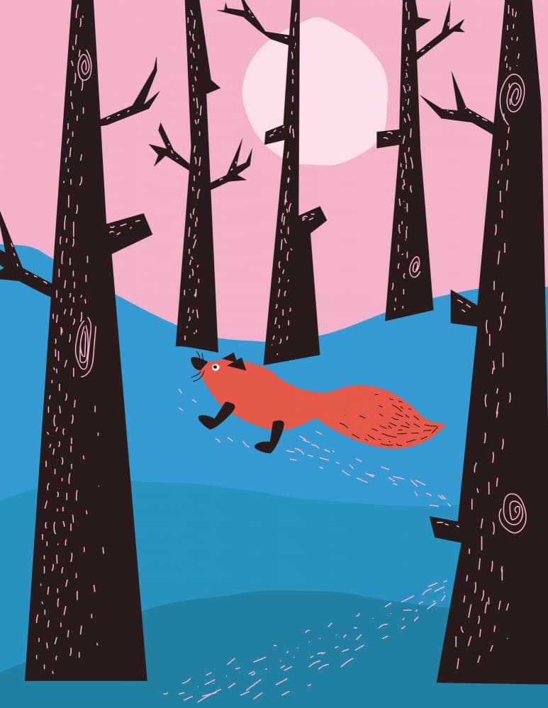 Fox Running Under Moon by Nicholas — canvas wall art