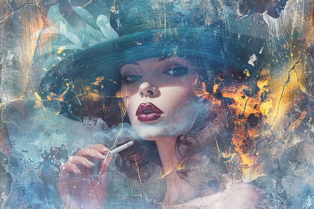Elegant Smoking Woman by Rafal Kulik — canvas wall art