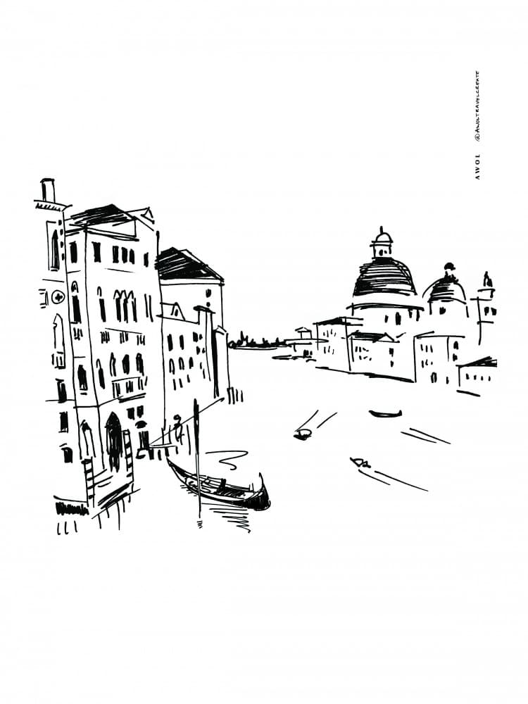 Venetian Grand Canal Sketch by Awol Art Alex — canvas wall art