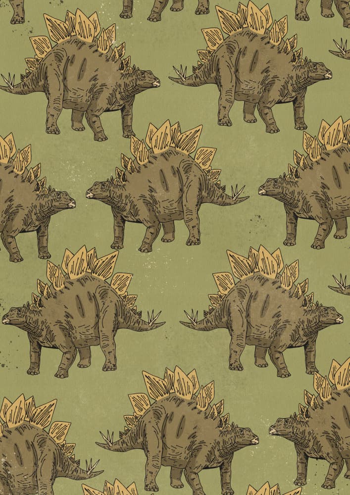 Vintage Stegosaurus Pattern by Nicholas — canvas wall art