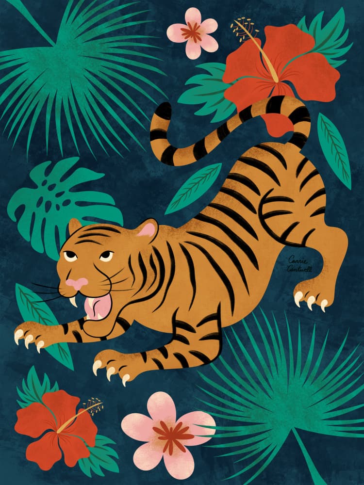 Crouching Tiger by Carrie Cantwell — canvas wall art