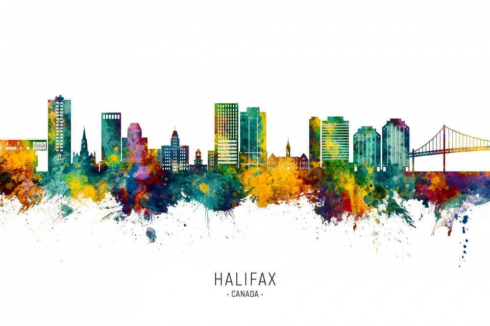 Vibrant Halifax Skyline by Michael Tompsett — canvas wall art