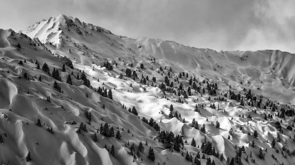 Snowy Mountain Slopes by Urs Zimmermann — canvas wall art