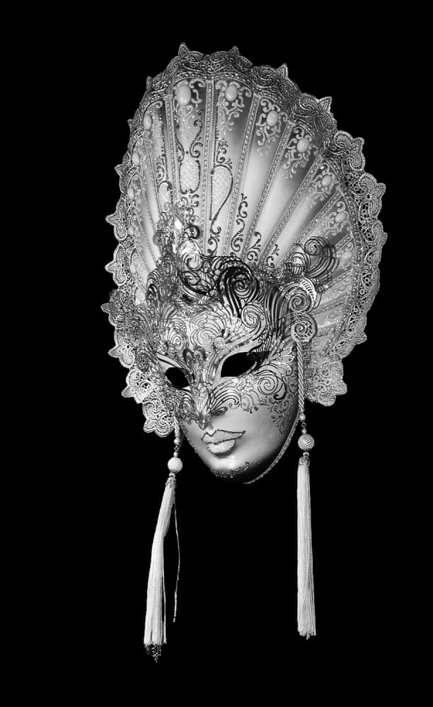 Ornate Silver Venetian Mask by Jacek Stefan — canvas wall art