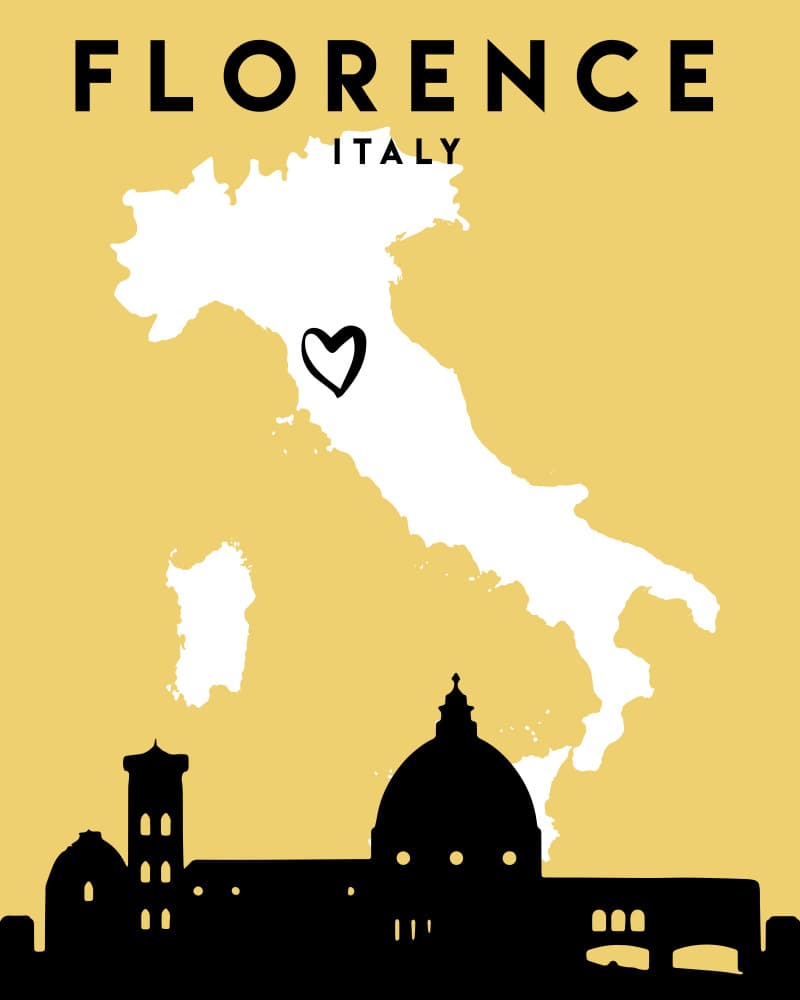 Florence Italy Map Skyline by Emiliano Deificus — canvas wall art