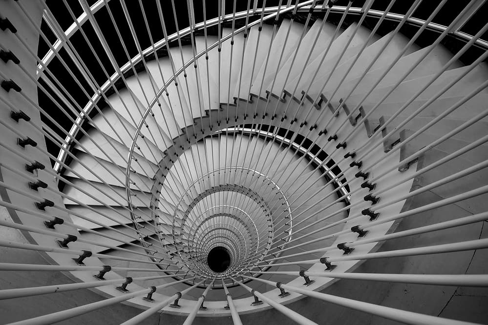Downward Spiral Staircase by Peru Serra — canvas wall art