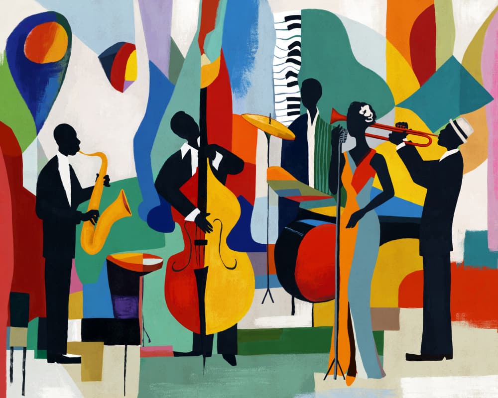Colorful Jazz Band by CATS AND DOTZ — canvas wall art