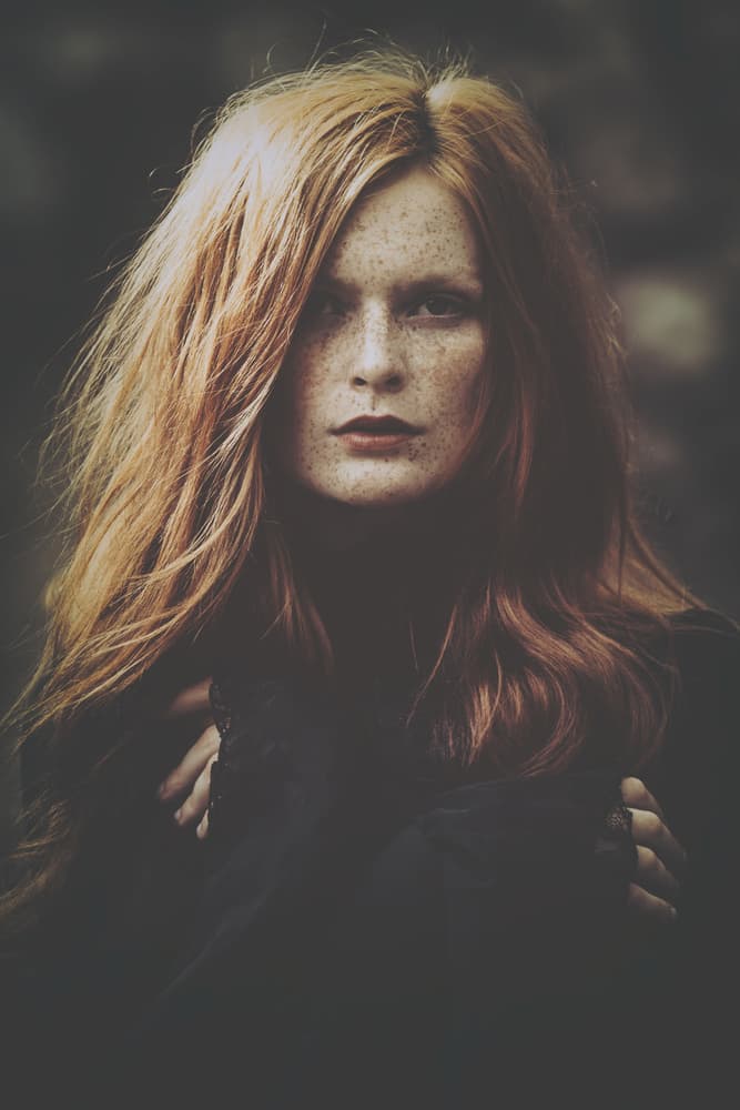 Moody Redhead Portrait by Magdalena Russocka — canvas wall art