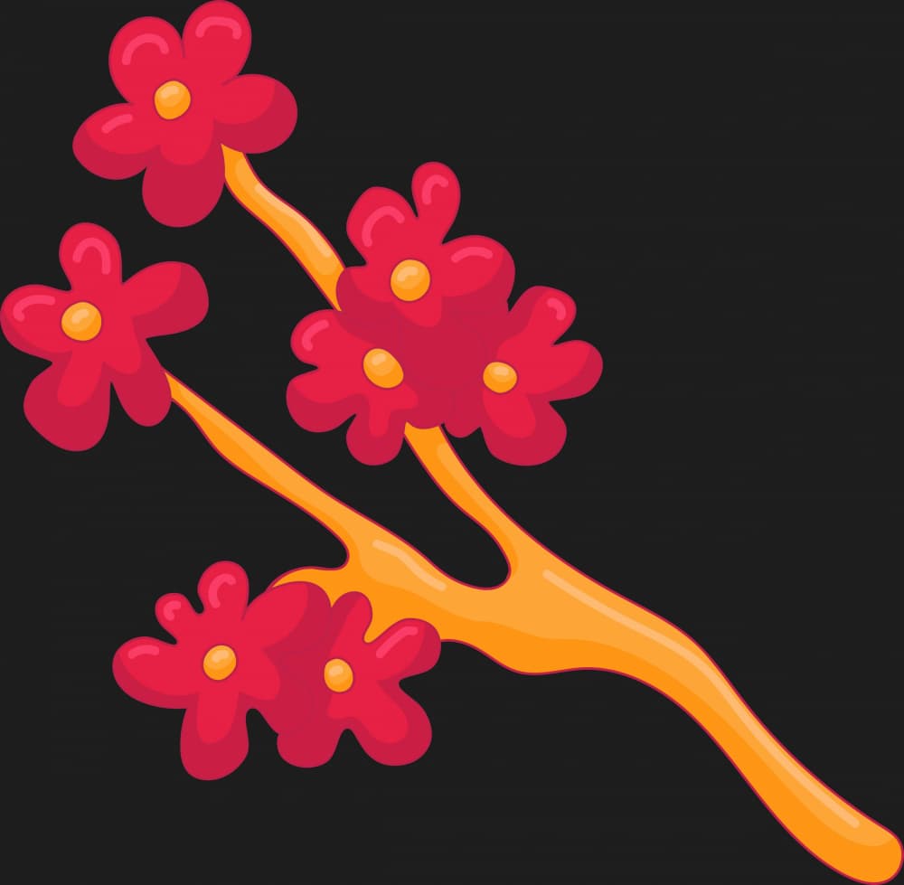 Red Flower Branch by Marika Barsrsind — canvas wall art