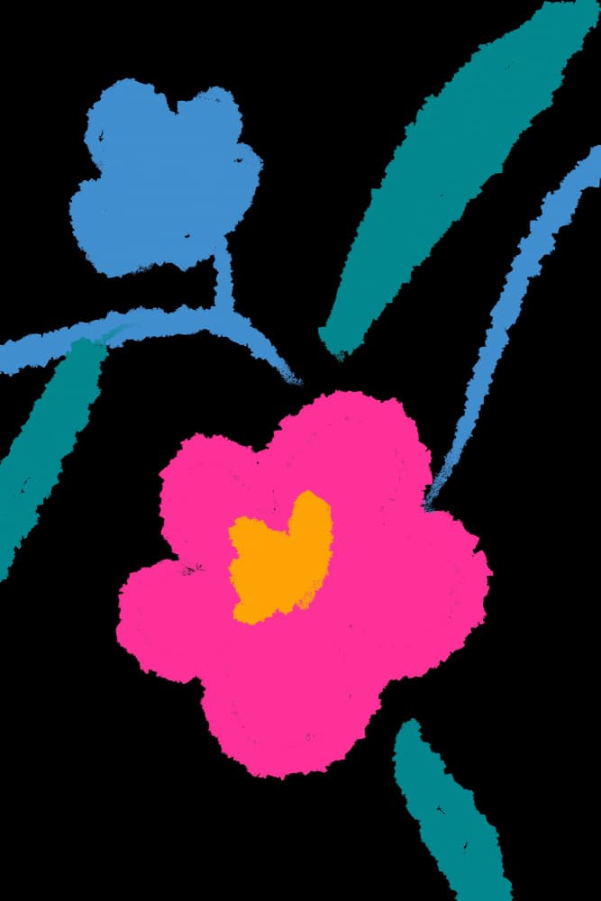 Pink and Blue Blooms by sucidraw — canvas wall art