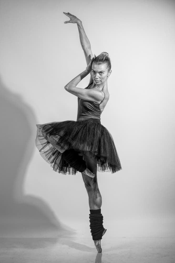 Dramatic Ballerina Pose by Offer Ellbogen — canvas wall art