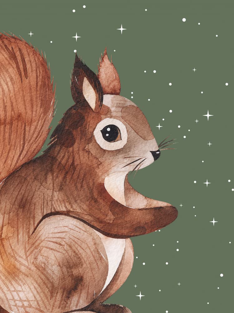 Starry Night Squirrel by Ohkimiko — canvas wall art