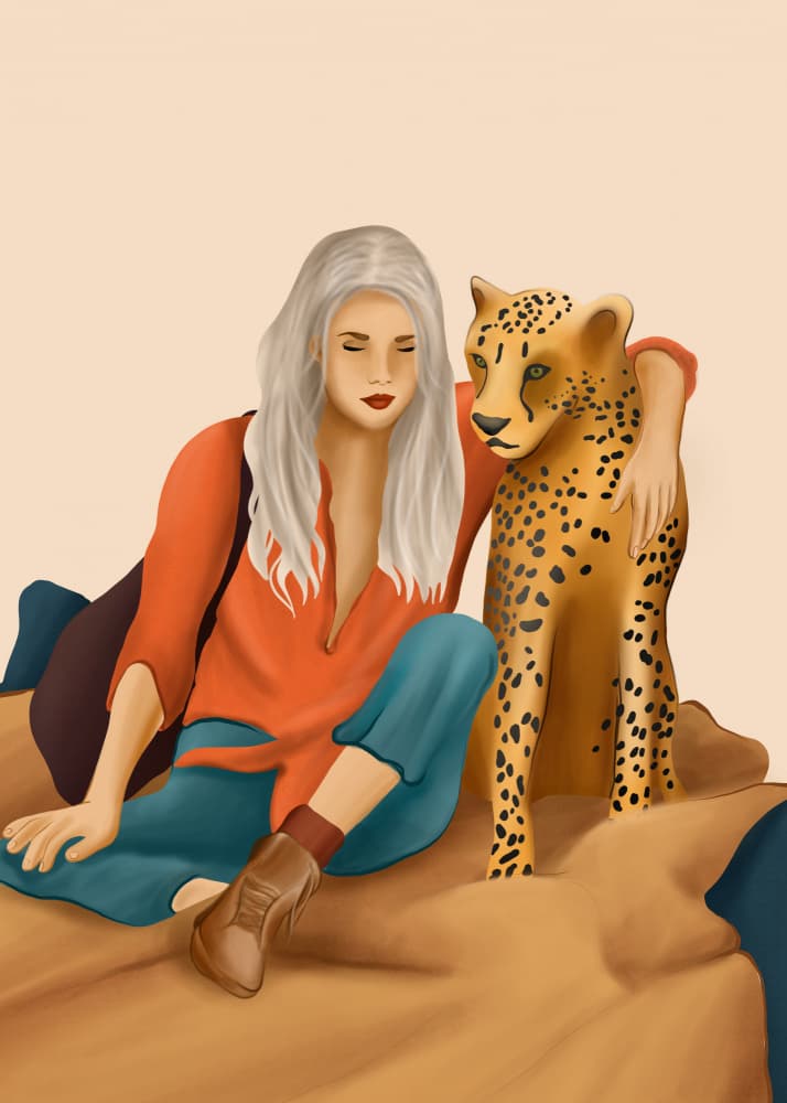 Peaceful Cheetah Companion by Flow Line — canvas wall art