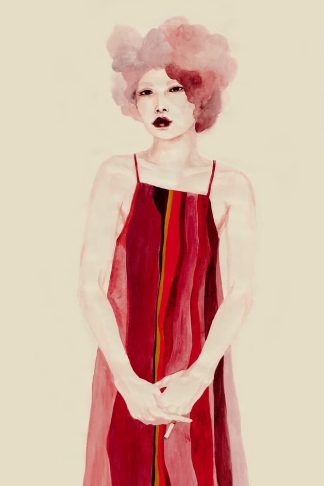 Red Dress Portrait by Sophia Novosel — canvas wall art