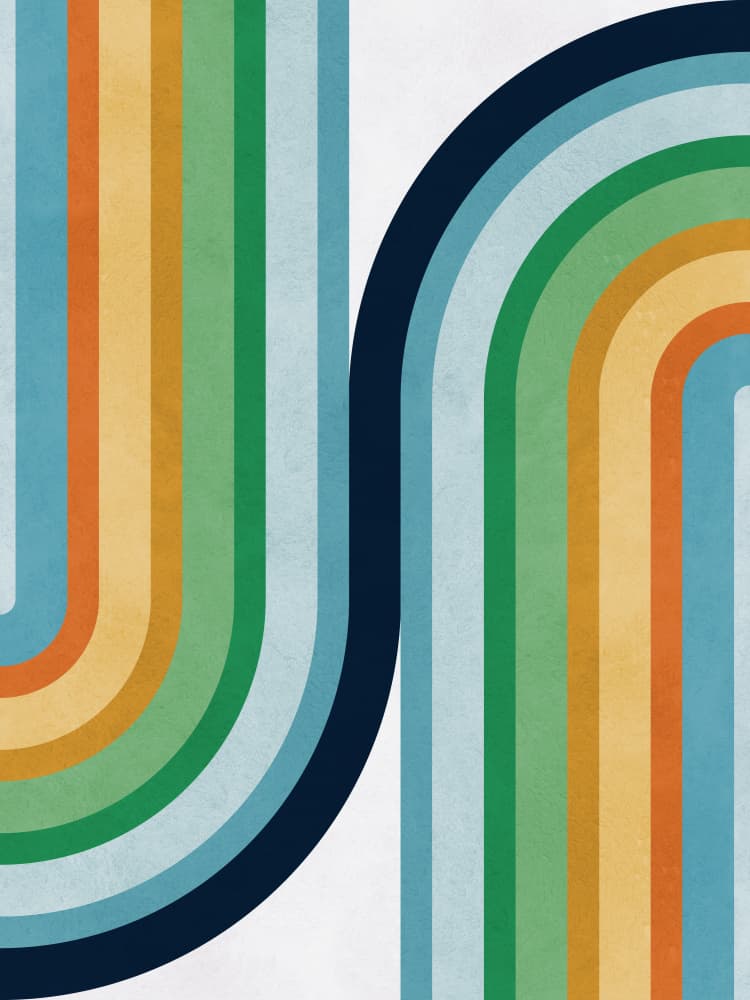 Retro Geometric Lines by Vitor Costa — canvas wall art