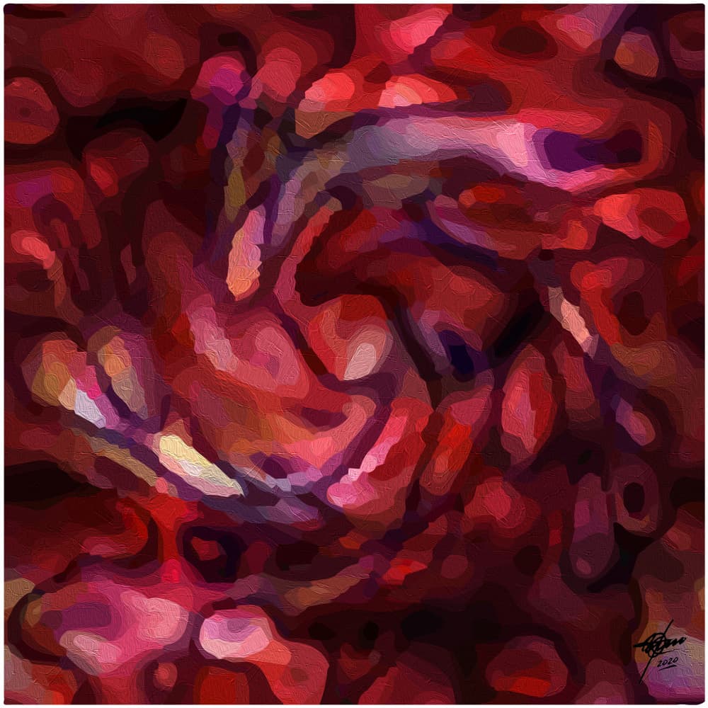 Vibrant Abstract Crimson Flow by Osvaldo Russo — canvas wall art