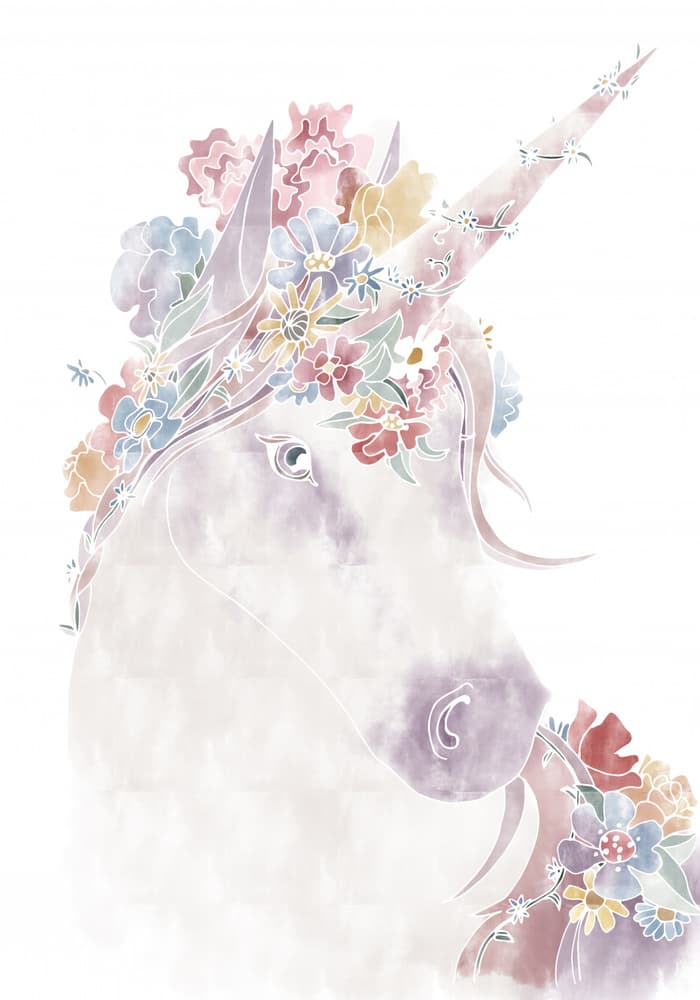 Dreamy Floral Unicorn by Pictufy Studio II — canvas wall art