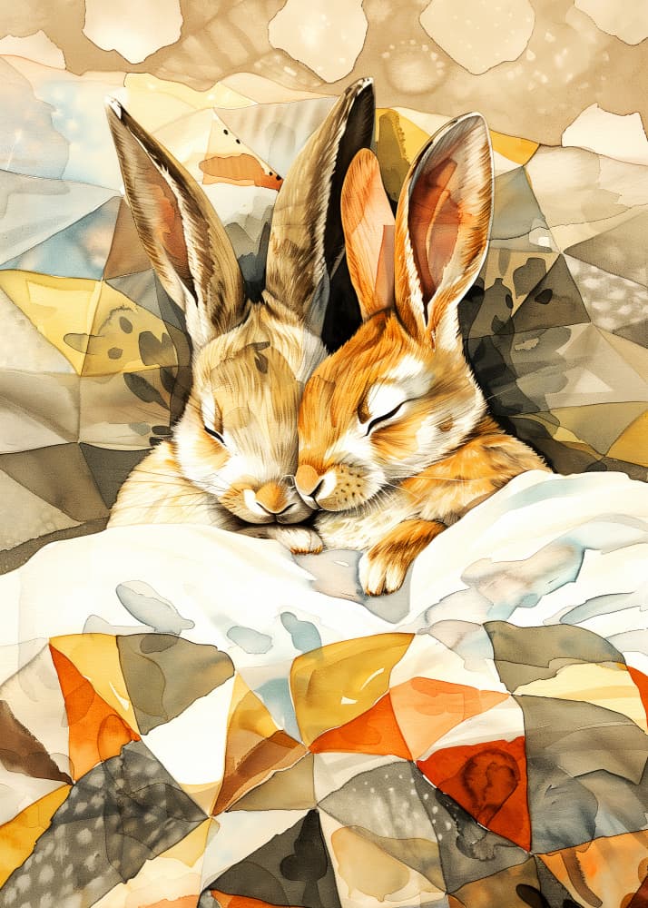 Sweet Sleeping Bunnies by Justyna Jaszke — canvas wall art