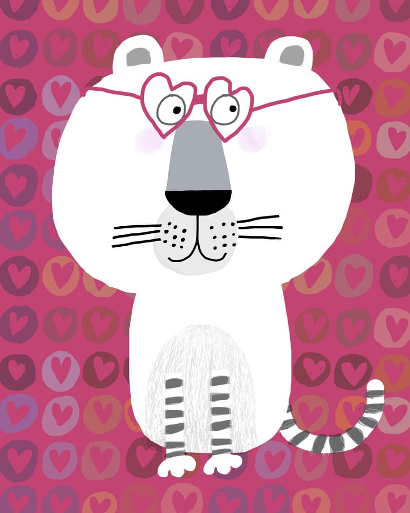 Cute Cat Heart Glasses by Carla Daly — canvas wall art