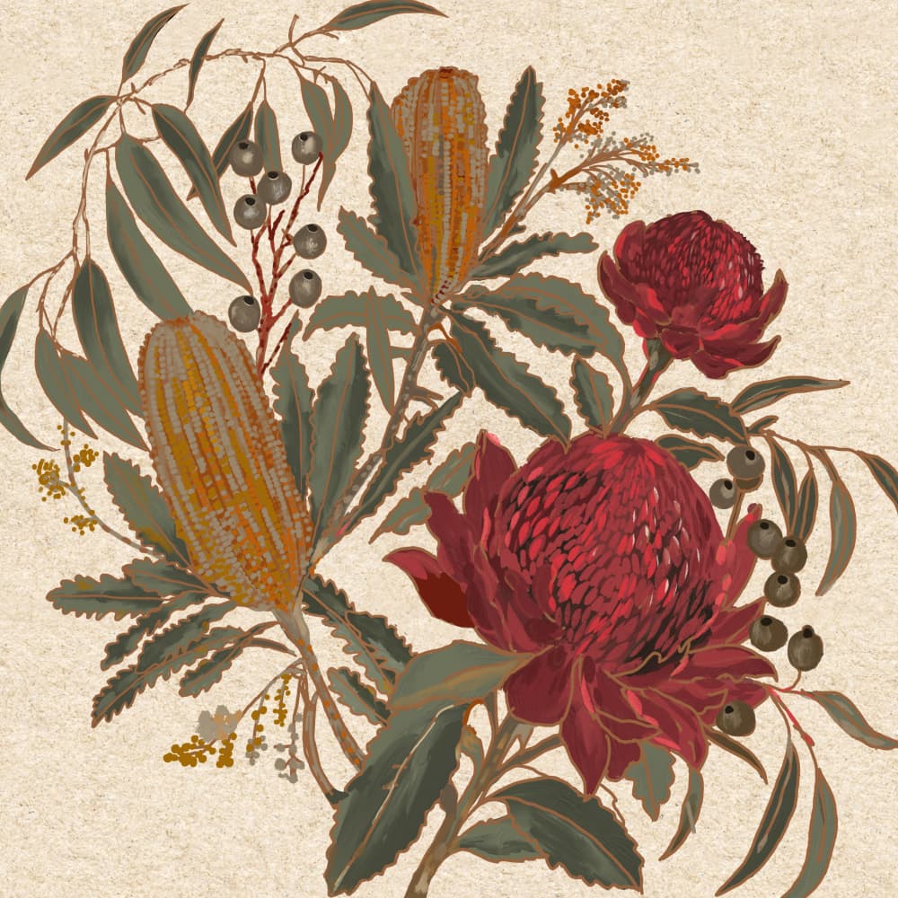 Australian Native Blooms by Josie George — canvas wall art