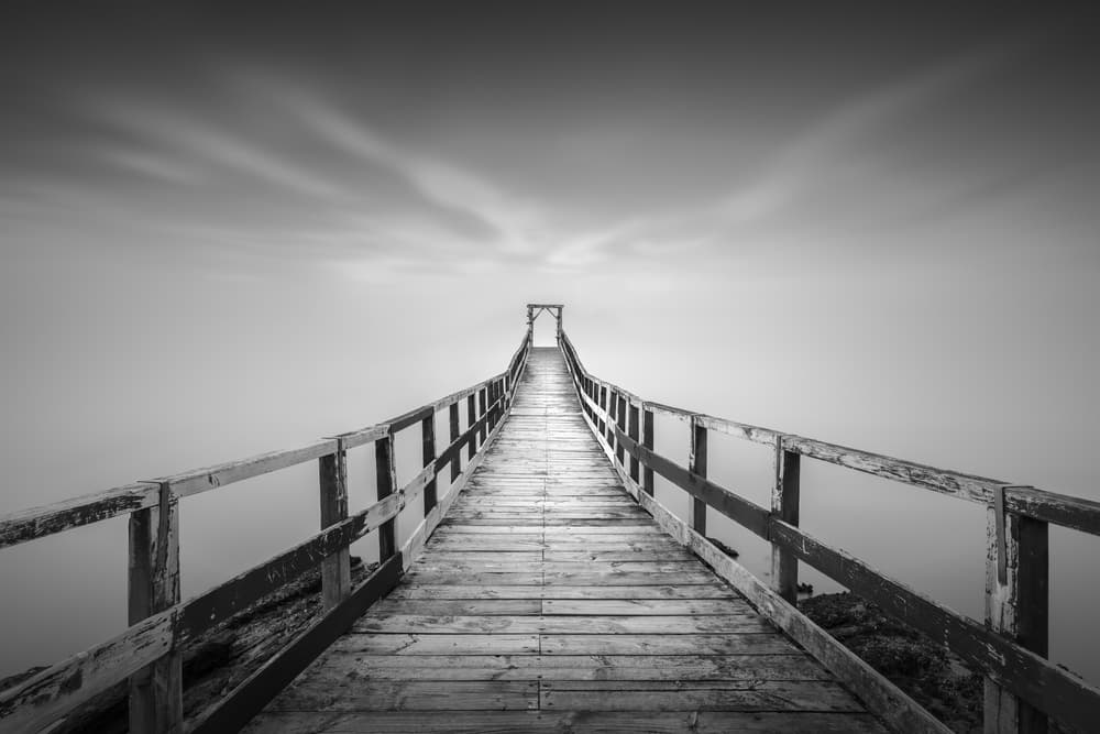 Misty Ocean Pier by Jana Luo — canvas wall art