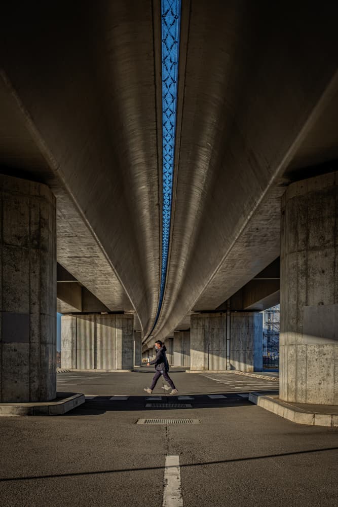 Man Under Concrete Bridge by Yohei Kawashima — canvas wall art