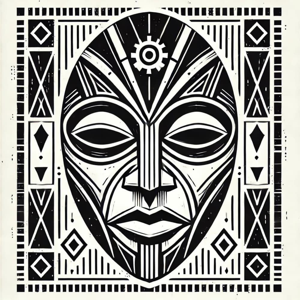 Geometric African Mask by David Galan — canvas wall art
