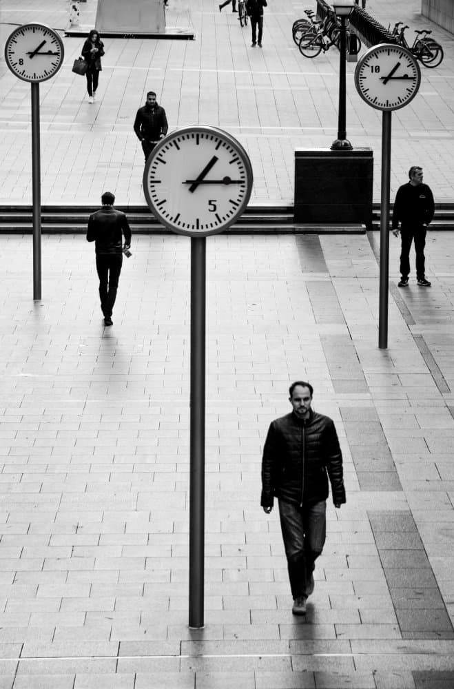Urban Street Clocks by Evelin Dobrev — canvas wall art