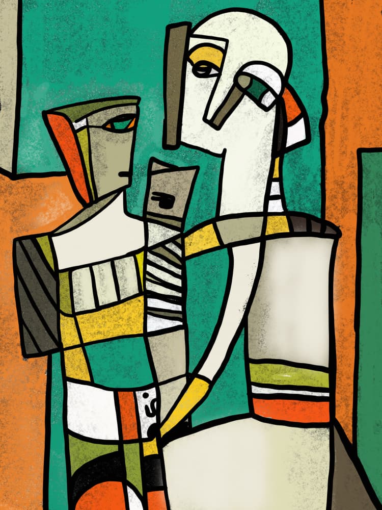 Abstract Cubist Figures by Little Dean — canvas wall art