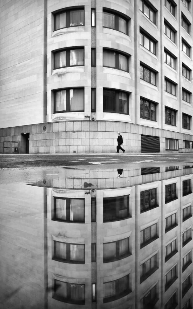 Urban Reflection Walk by Selaru Ovidiu — canvas wall art