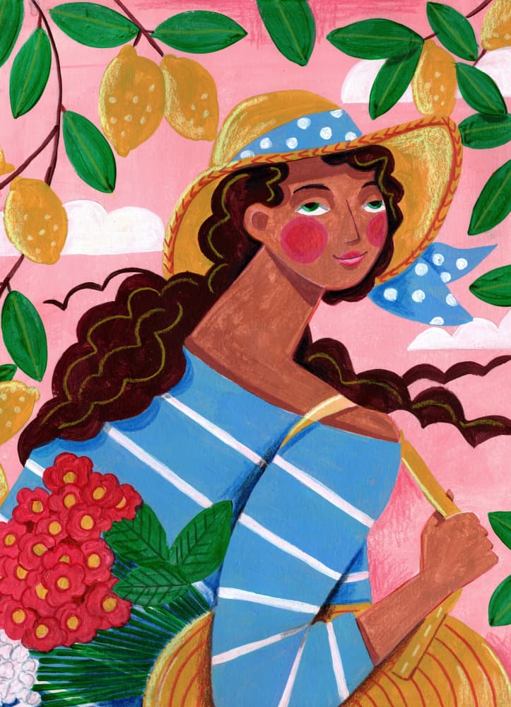 Portrait woman in Amalfi coast Italy by Caroline Bonne Müller — canvas wall art